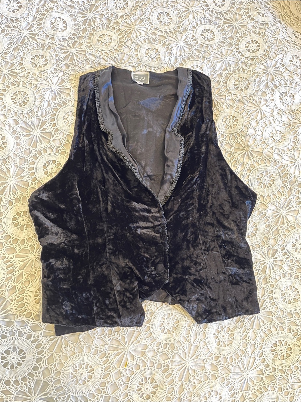 Vintage black velvet vest - Picture 2 of 8